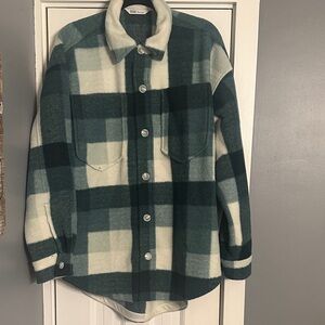 DSG Cabincore Green Plaid Shacket with pockets